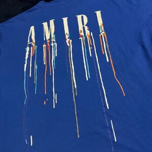 AMIRI Blue Tee with Drip Design size XL